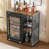 3-Tier Mini Fridge Cabinet with Storage, Industrial Style Kitchen Microwave Stand Baker Rack, Utility Storage Shelf 4