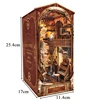 DIY Wooden Book Nook Shelf Insert Kit Miniature Building Kits Magic House Bookshelf with Light Bookends Friends Birthday Gifts 5