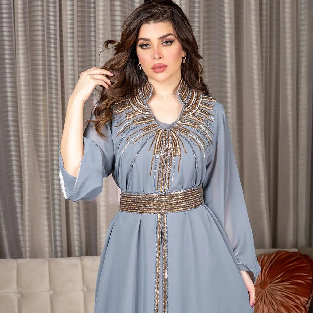 Luxury Abaya Diamonds Abiti Da Donna Eleganti Musulmani Caftano Marocchino Dubai Caftano Abito Da Sera Eid Mubarak Jalabiya Vestidos