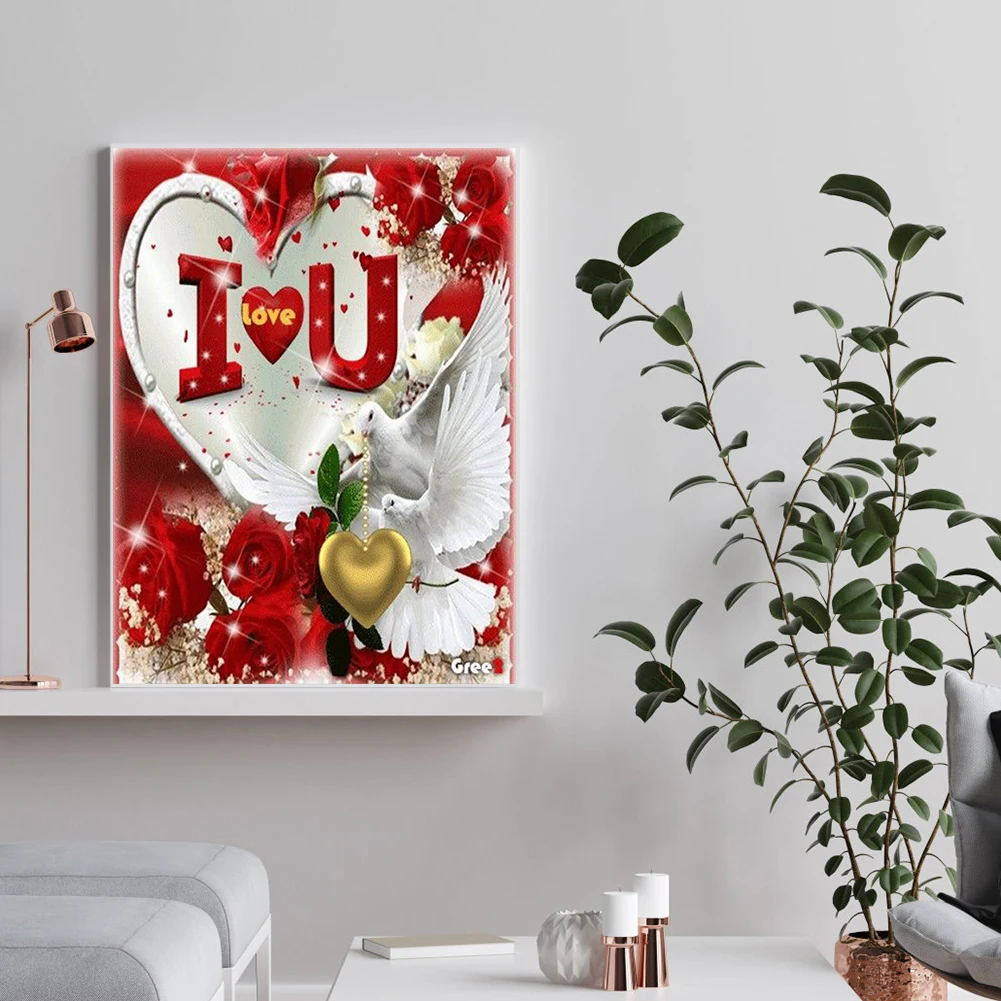 5D DIY Diamond Painting Valentines Day Love Full Round Wall Art Decor  Rhinestone