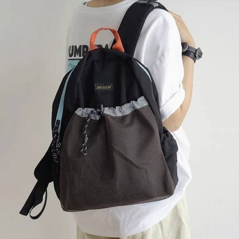 Contrast Color Mesh Nylon Fashion High School Students Backpacks Causal Girls Travel Backapck Women Rucksacks