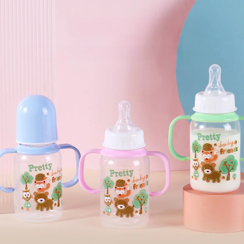 125ML Baby Bottle with Handle PP Material Newborn Bottles Milk Bottle Baby Feeding Bottles Toddler Infant Feeding Supplies