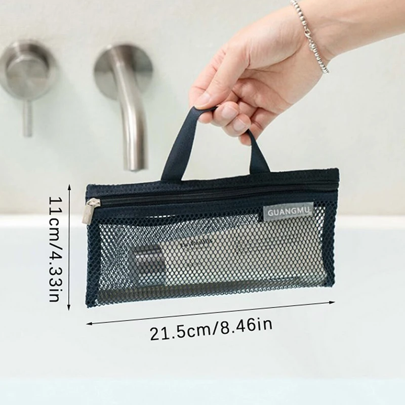 Nylon Mesh Beach Storage Bag Travel Portable Makeup Brush Toothbrush Toothpaste Storage Bag Case Container Bathroom Accessories 6
