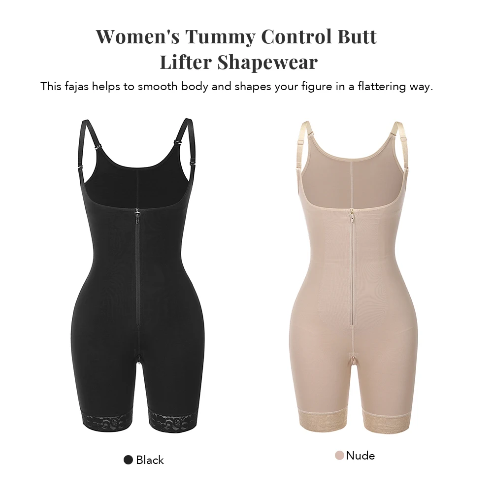 Women Body Shaper Fajas Colombianas Detachable Straps Full Body Shaper Tummy Slimming Postpartum Stage 3 Girdle Push Up Butt Lifter Shapewear