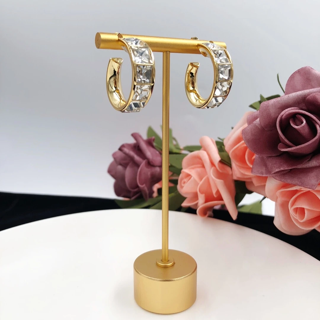 

Square Tiling Crystal Ears Fashion Elegant Versatile Earrings