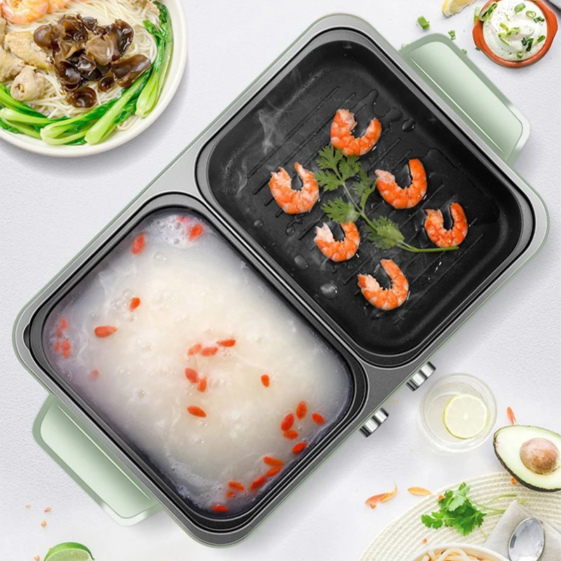 Shabu baking integrated pot smokeless non-stick separate pot small electric hot pot frying shabu 5