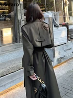 Manteau long trench Lautaro printemps-automne pour femme avec ceinture, manches raglan, élégant, haute qualité, chic, vêtements de créateur de luxe 2026 1