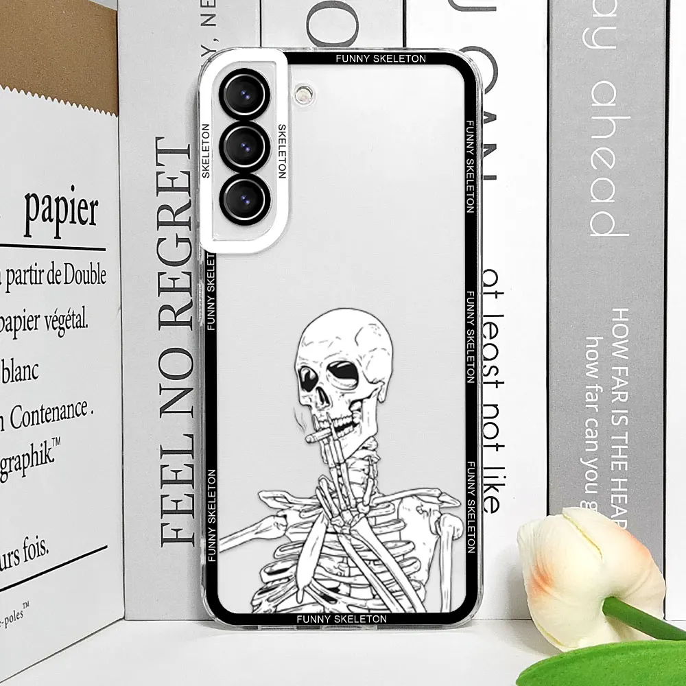 Artistic Funny Skeleton Skull Clear Soft Phone Case - Couple s