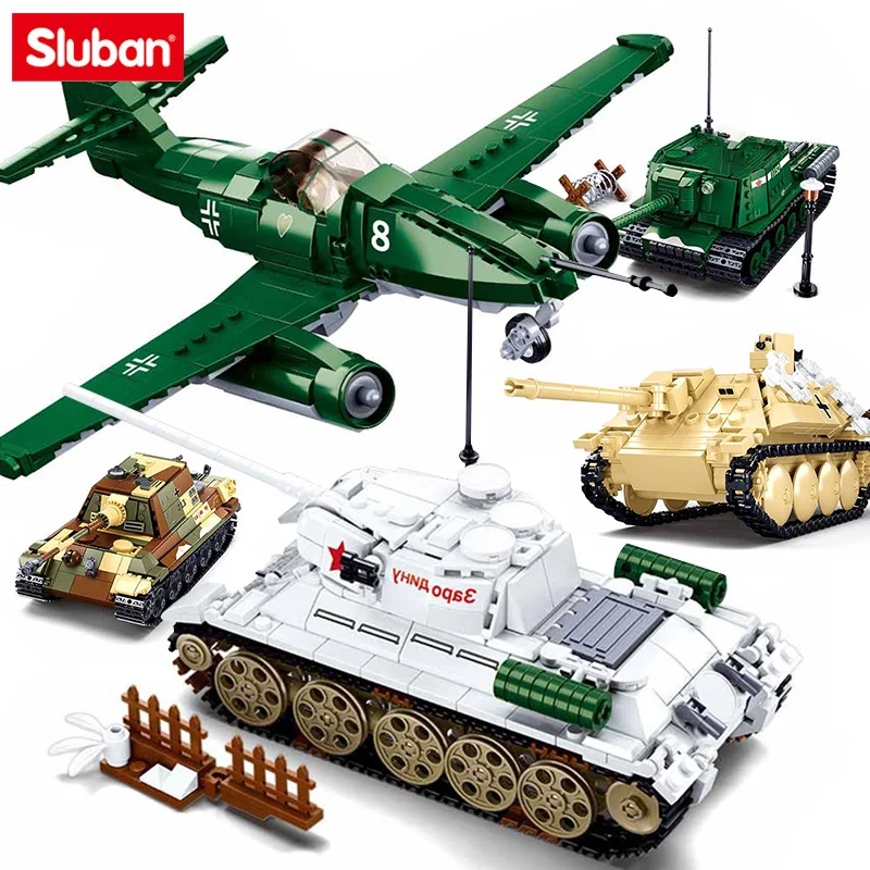 Sluban Kids SLU08637 Army Aircraft Fighter Jet Tank Building Blocks 44 Pcs  set Building Toy Army Fighter Jet 