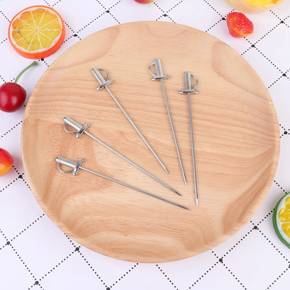 

Cocktail Stick Fruit Fork Snack Pin Stainless Steel Fruit Forks Sword Shape Salad Picks Dessert Fork Party Bar Supplies