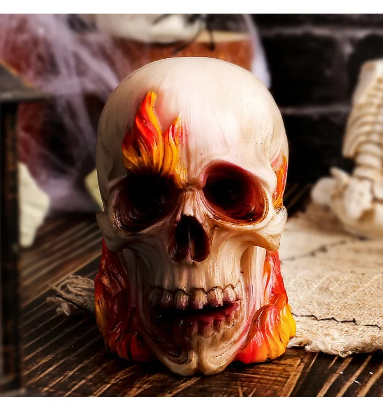 Miniature Skeleton Statue Head Statue Realistic Miniature Skull Heads Collectible Figurines Fake Skeletons Realistic Miniature