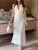 White Knit 2 Piece-Set Long Skirt For Women Vestidos Top And High Waist Maxi Skirt Sets Slim Elegant Ladies Outfits 2025