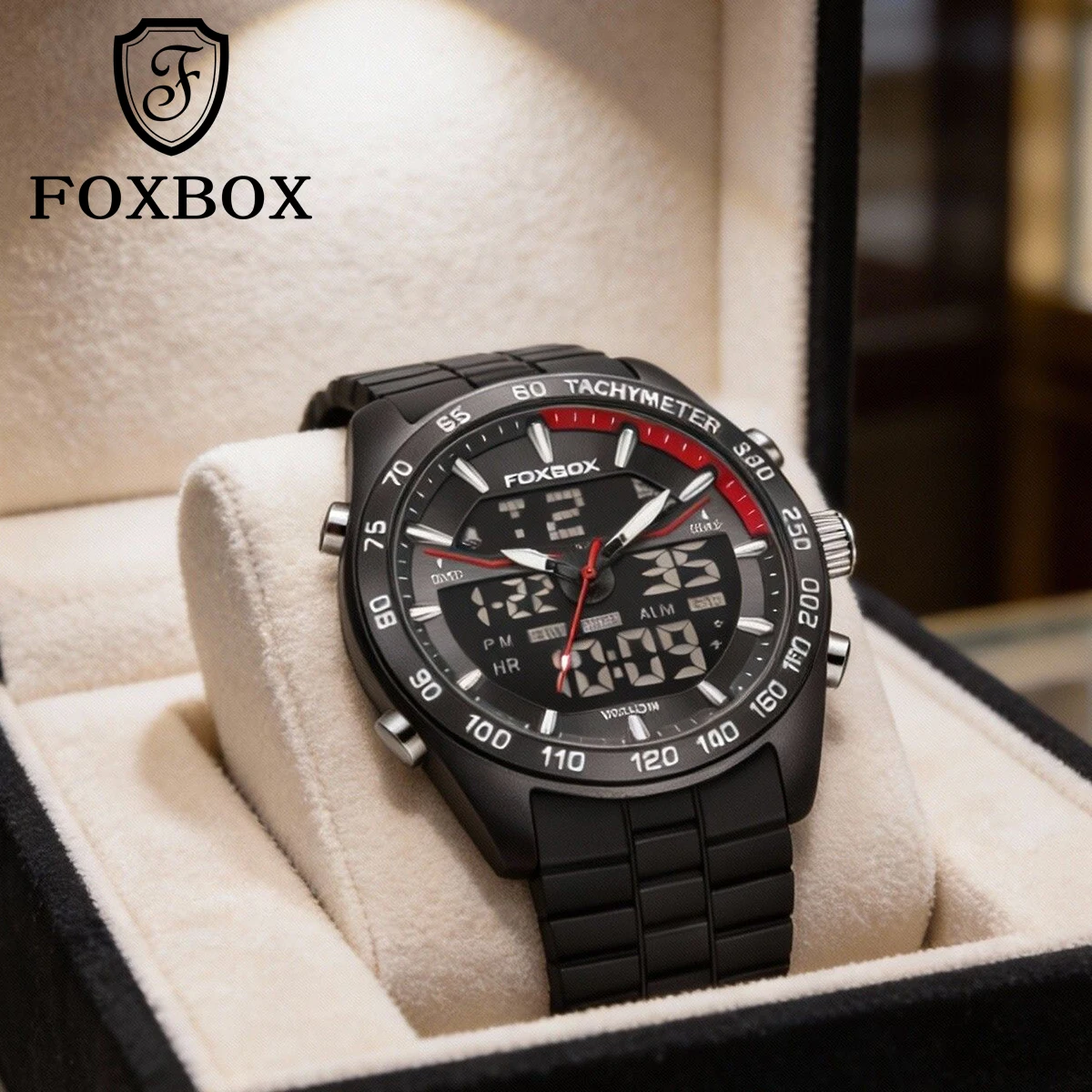 Montre numérique électronique de luxe FOXBOX pour hommes, étanche 30 m, montre-bracelet numérique à quartz pour hommes, Relógio masculino relógio
