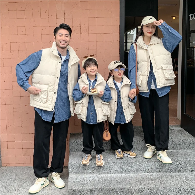 

Dad Mom And Son Daughter Clothes For Family Of 4 Equal Mommy Daddy And Baby Boys Girls Matching Vest Jacket Coat Women Waistcoat