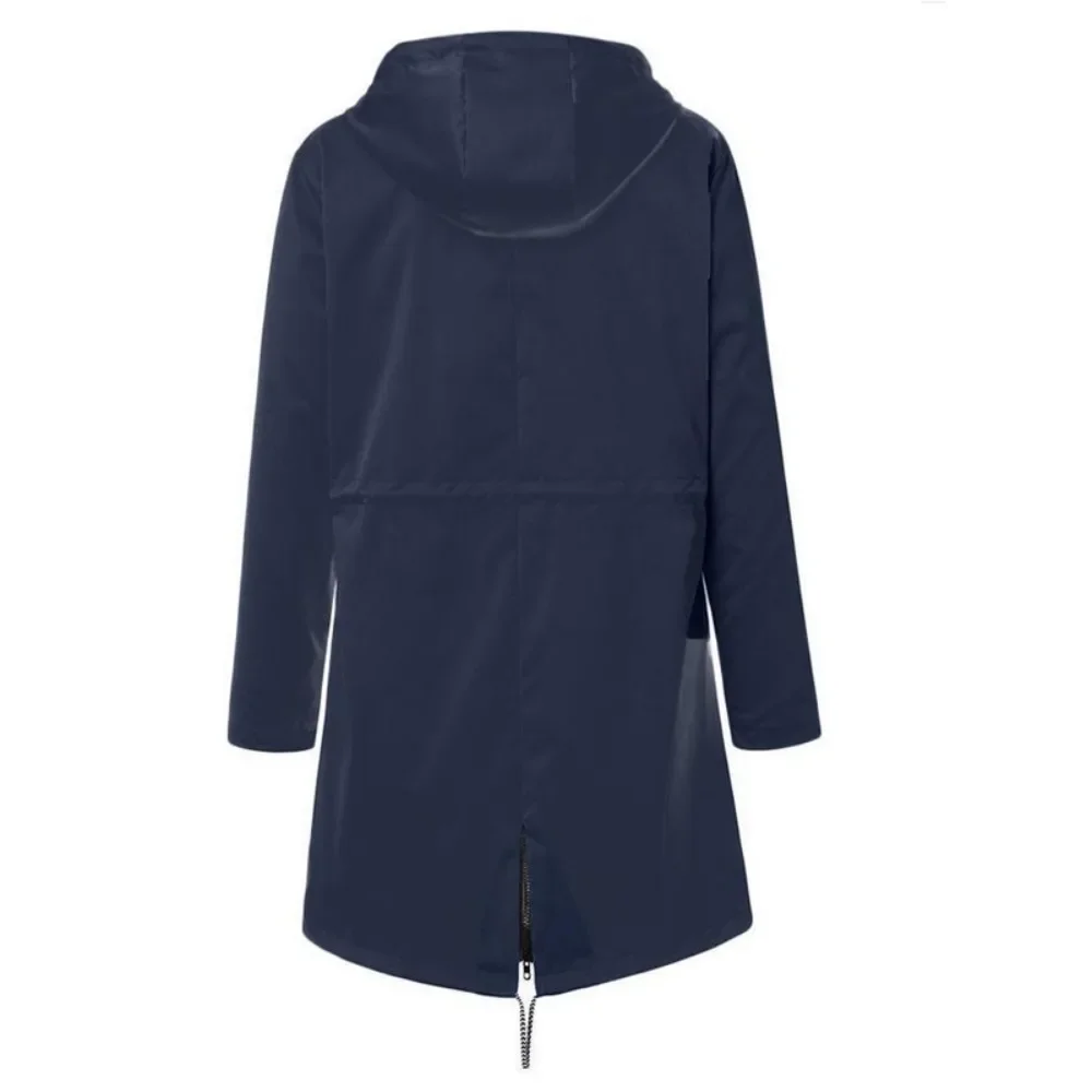 2024 New Women's Solid Rain Jacket Outdoor Hiking Hoodie Waterproof WindProof Long Coat Warm Outwear Clothing Windbreaker 5XL
