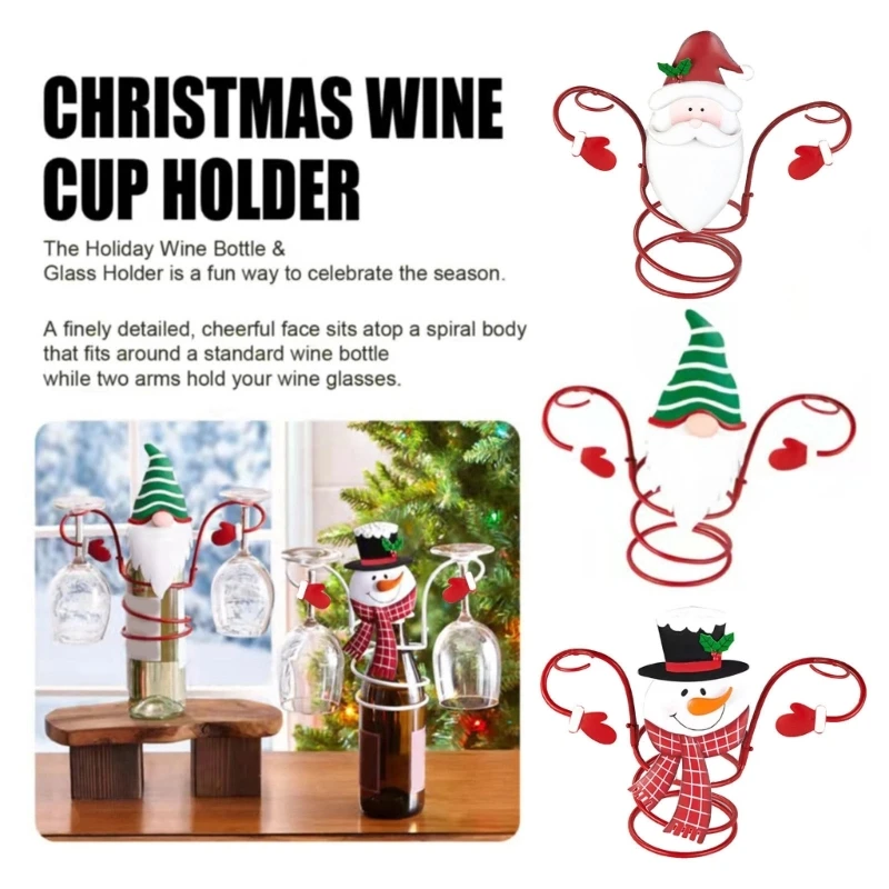 

Holiday Wine Bottle Glass Holder Countertop Hold 1 Wine Bottle and 2 Glasses