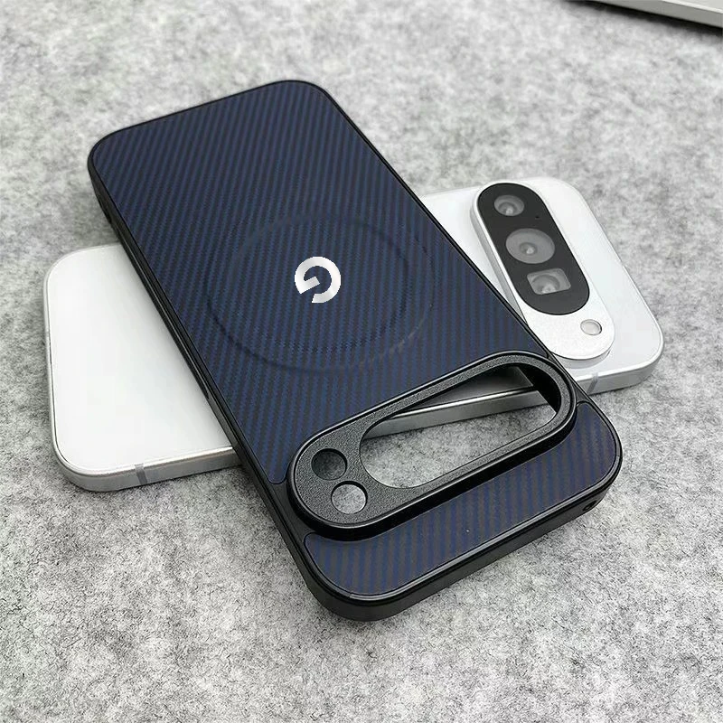 Premium Carbon Fiber Leather Magnetic Case with Wireless Charging and Shockproof Protection