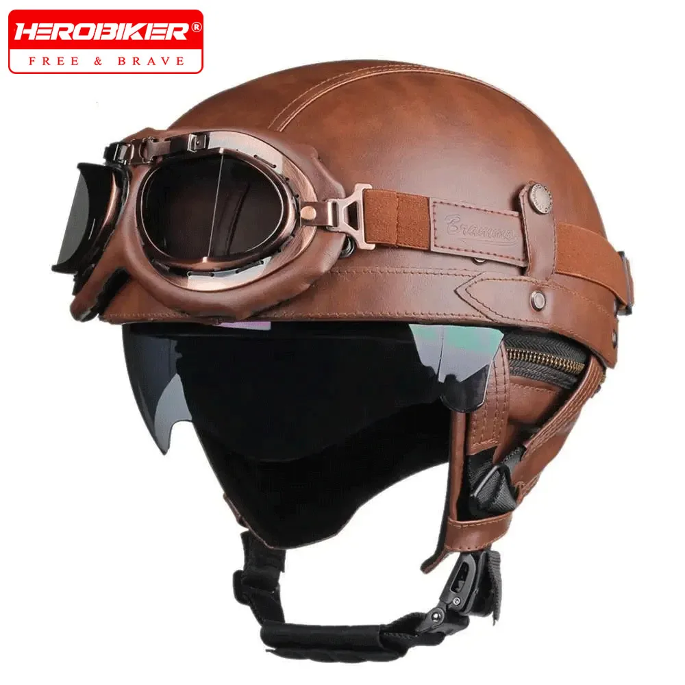 오토바이 빈티지 하프 도트 헬멧, 오프로드 헬멧, 라이딩 보호, 야외 레트로 통..