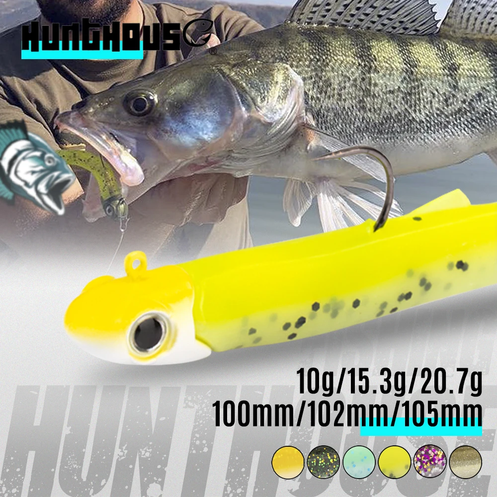 Hunthouse Jig Head Soft Fishing Lure Sinking Black Minnow Wobblers 5G 10.3G 15.5G 100Mm 102Mm 105Mm Slow Saltwater Per Bass Gt