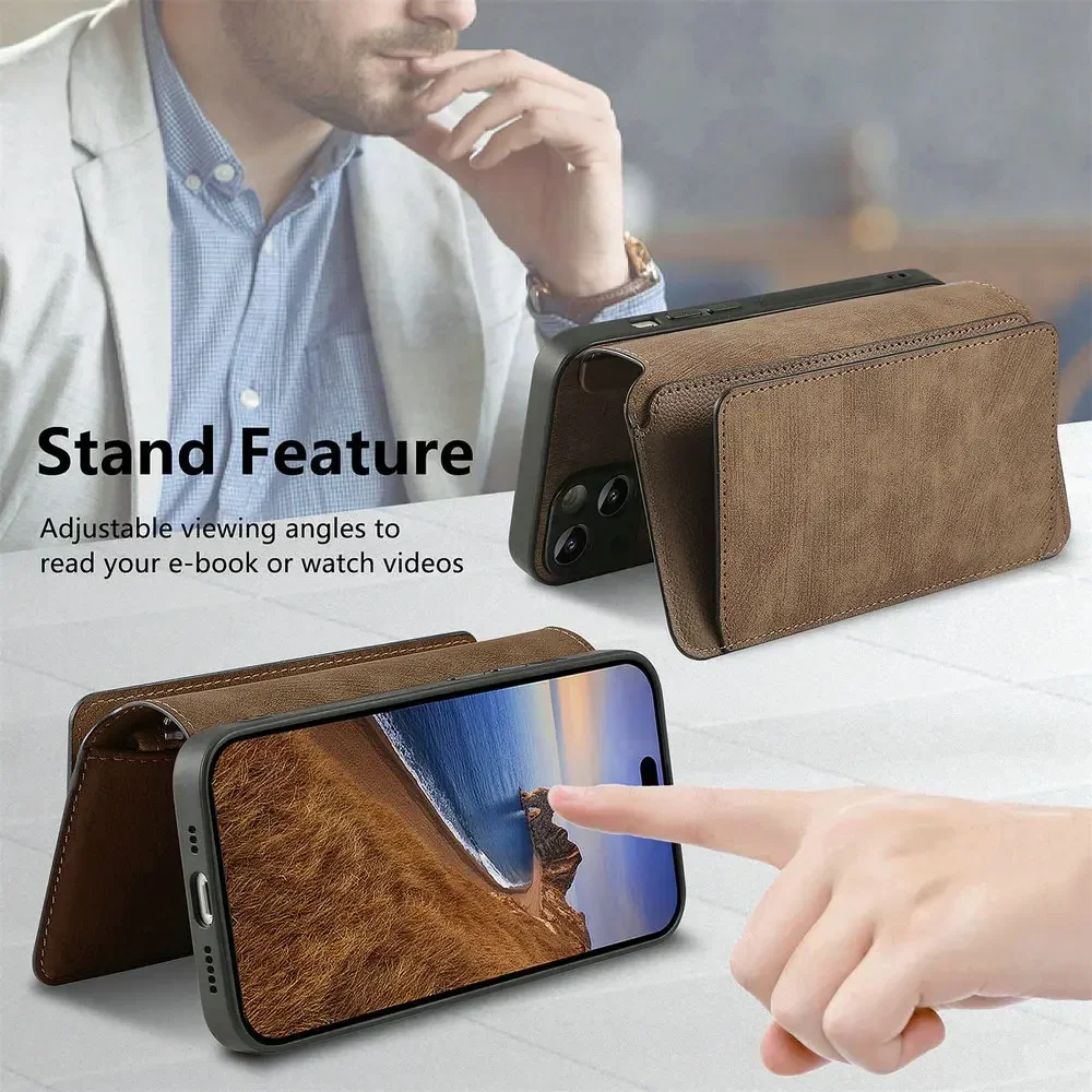 Leather RFID Wallet & Case with Zipper – Fits Honor and Huawei Smartphones