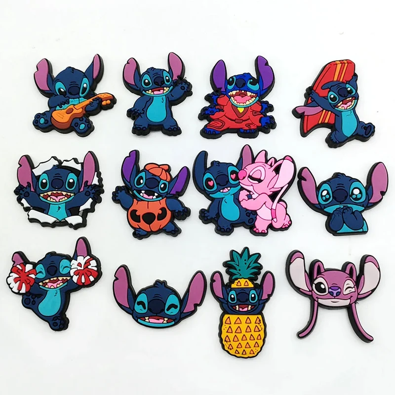 Shoe Charms 8-22Pcs Disney Stitch Shoe Charms Cartoon DIY Shoes Accessories For Clogs Sandals Decorations Kids X-mas Gifts MINISO