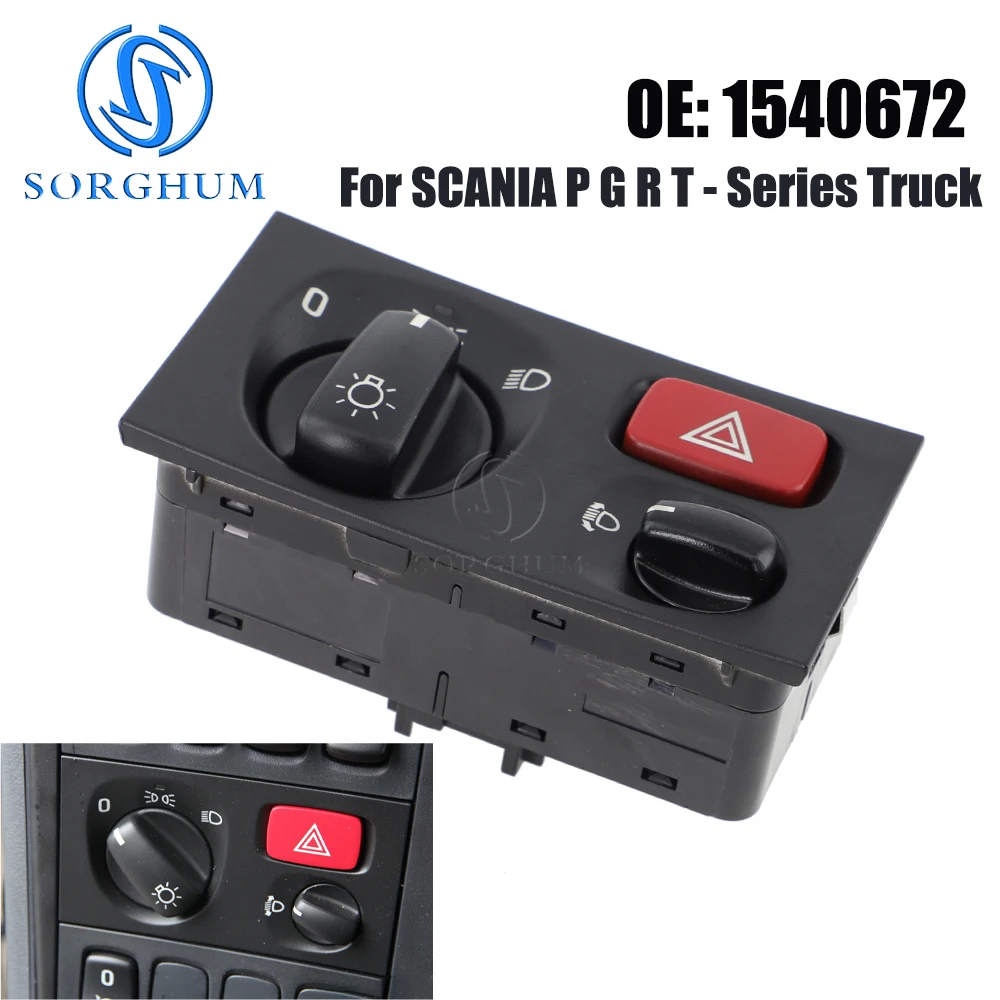 SORGHUM Truck For SCANIA P G R T-Series F K N 1540672 Headlamp Level Control Switch Hazard Lamp Light Warning Button Knob Panel