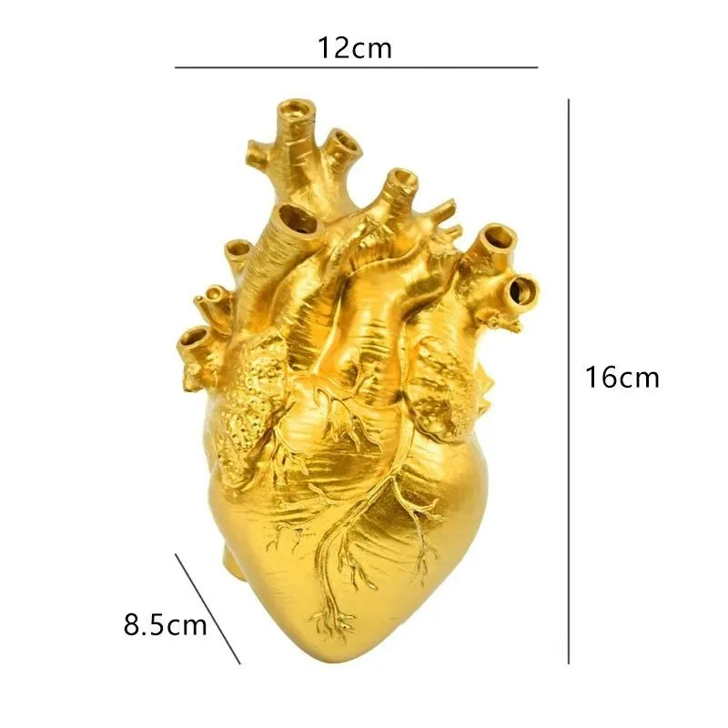 Black White Heart Shaped Vase Retro Art Flower Arrangement Home Decor Living Room Desktop Decoration Resin Crafts Nordic Vase 5