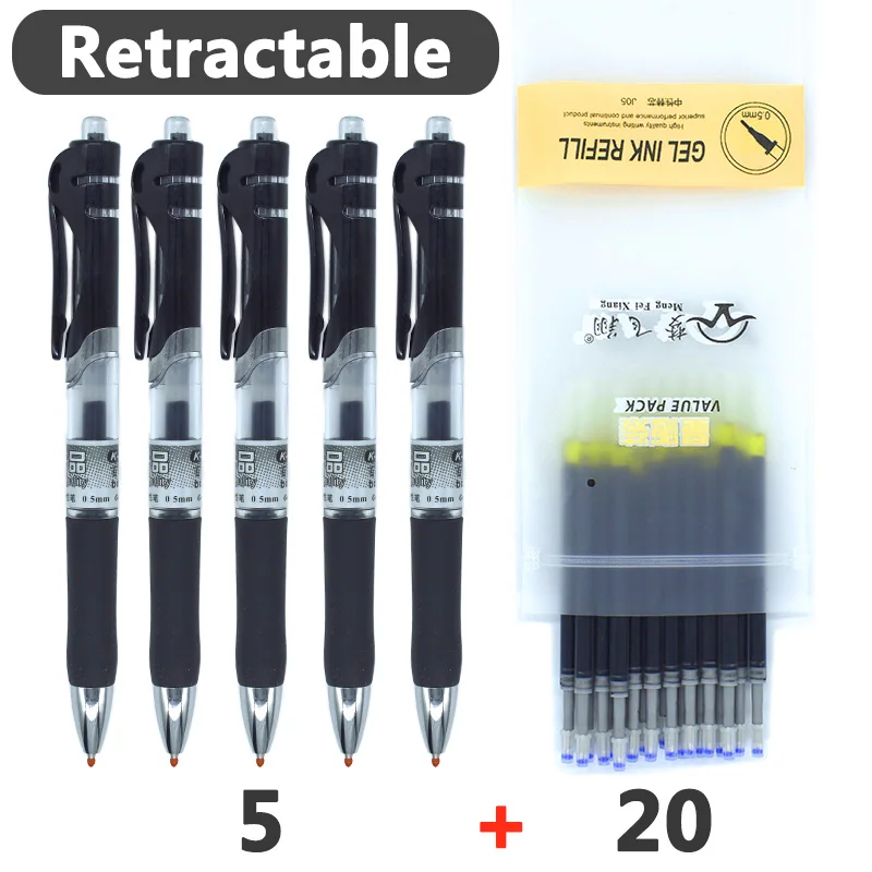 Retractable Gel Pens Set Black/red/blue ink Ballpoint for writing 0.5mm refills Office accessories school supplies Stationery - Image 2