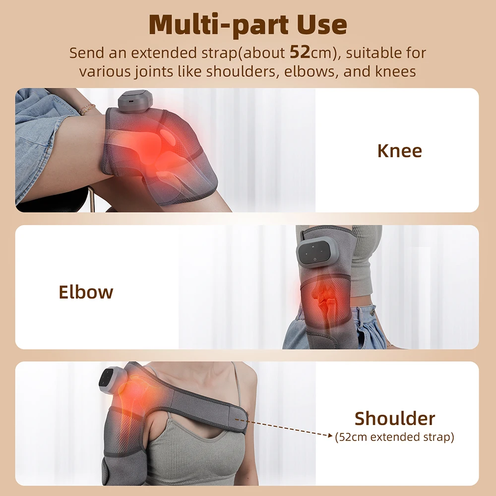 Heated Knee Massager Hot Compress Vibration Pad Shoulder Elbow Rechargeable Knee Protection Support Brace Health Care