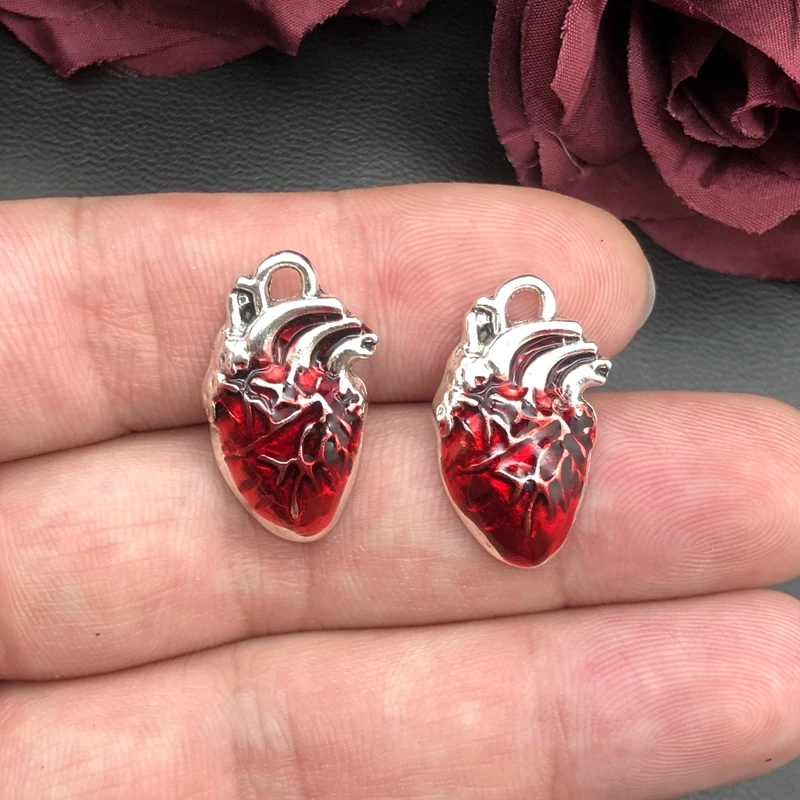 5pcs 25*14mm Human Heart Organ Charms Science Medicine Anatomical Pendant Biology Jewelry Finding.DIY.charms for jewelry making