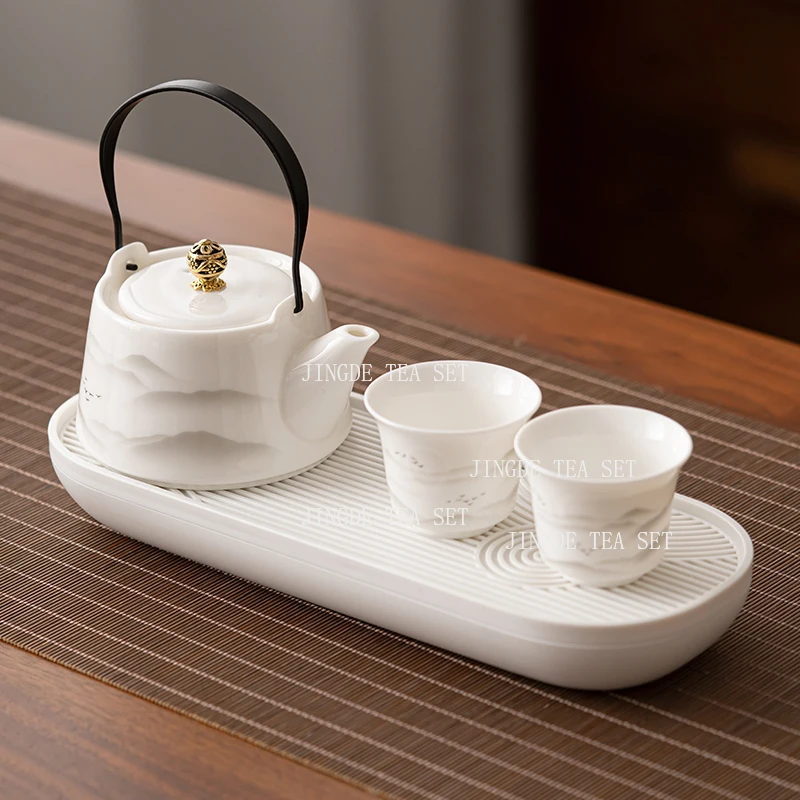 Enamel Cloisonn É Silver Tea Set High End Household Set of 1 Pot and 2 Cups Small Ceramic Kung Fu Teapot Tea Cup for Two People