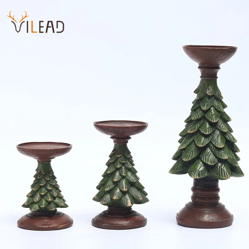 Vilead Christmas Tree Candlestick Resin Candle Holder Figurines Living