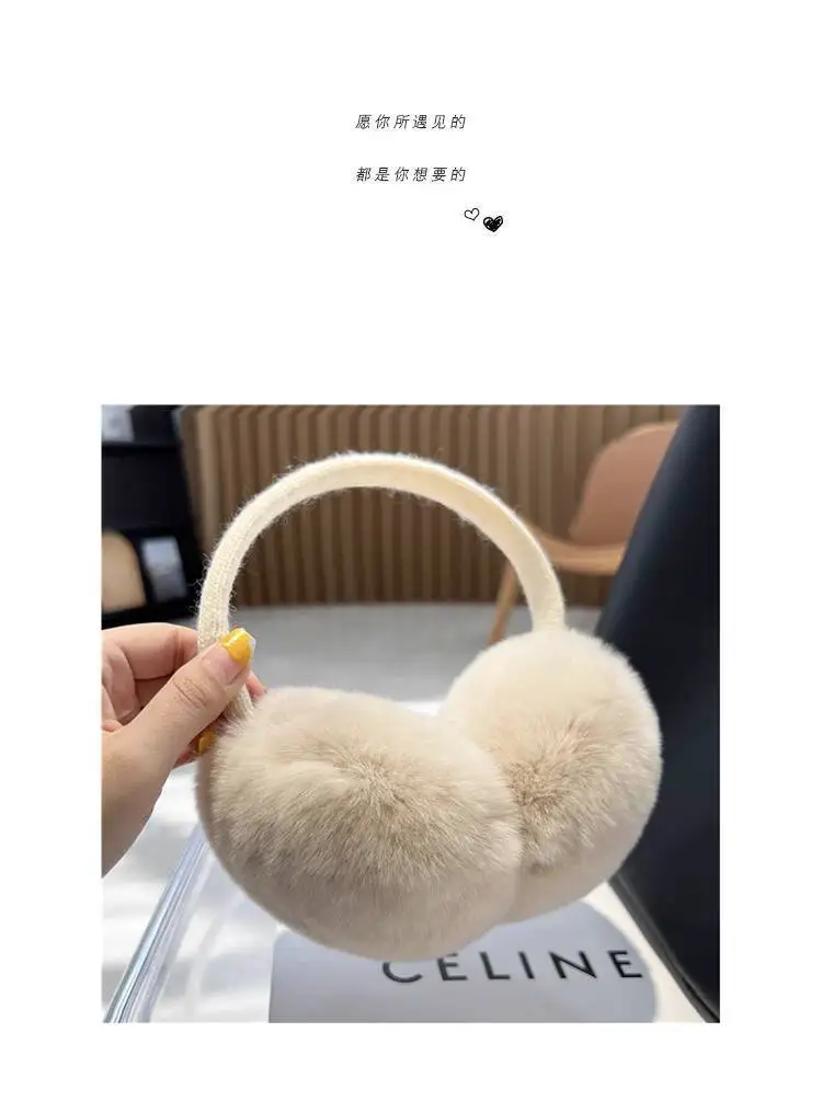 Real Rex Rabbit Fur Ear Muffs Winter Warm Ear Covers Simple Genuine Fur Ear Muffs Thickened Plush Ear Warmers Fur Accessories
