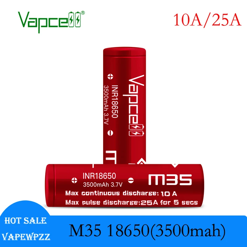1-10 Pz Originale Vapcell 18650 M35 3500Mah 10A/25A Batteria Agli Ioni Di Litio Inr18650 3.7V Celle Ricaricabili Batterie Per Pacco Batteria