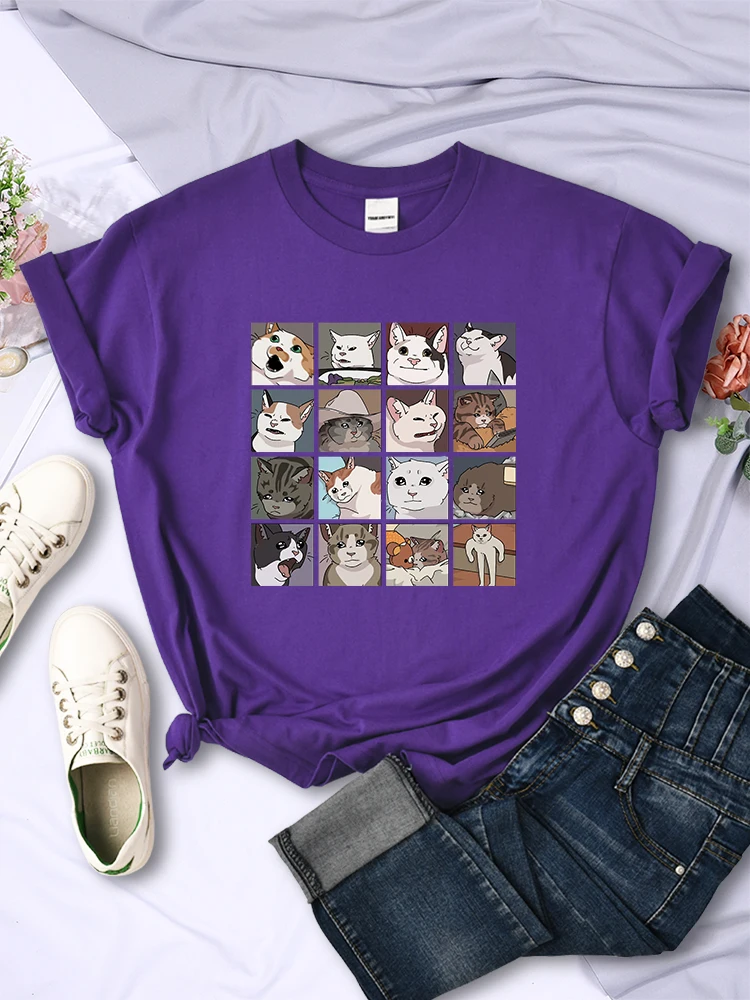 T-shirt imprimé animal chien chat pour femme, vêtement d'été tendance, style sportif Haruku, multicolore, décontracté, 802_voghion.com