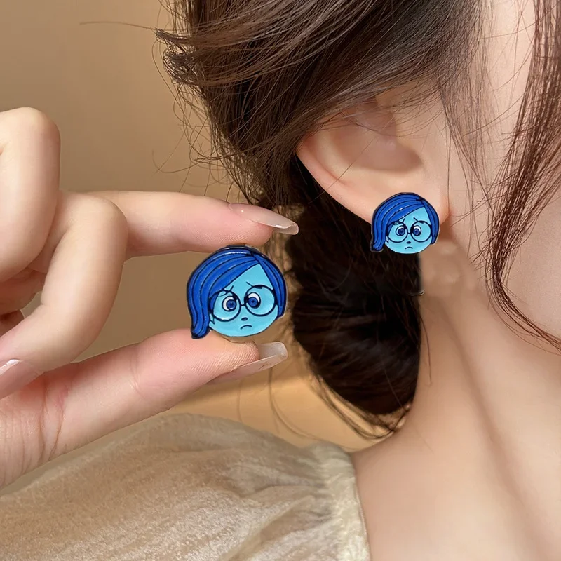 

Disney Anime Inside Out Figure Sadness Fashion Earrings Kawaii Creative Earrings Women's Earrings New Girl's Birthday Gifts