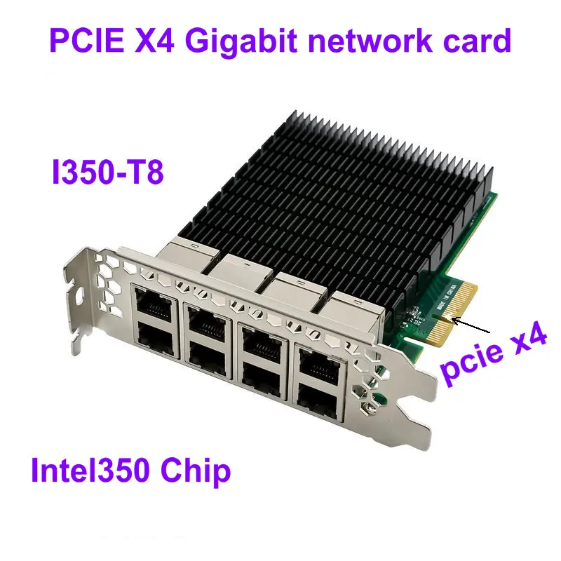 PCI-E 서버 멀티 포트 네트워크 카드, I350 칩셋, 8 기가비트 네트워크 카드, I350-T8