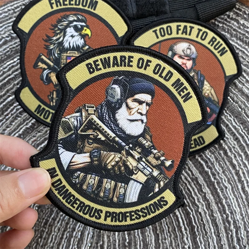 Tactical Insignia Patch Army Soldier Carabiner Ring Old Man Fat Eagle Printed Backpack Clothing Decorative Accessories Stickers