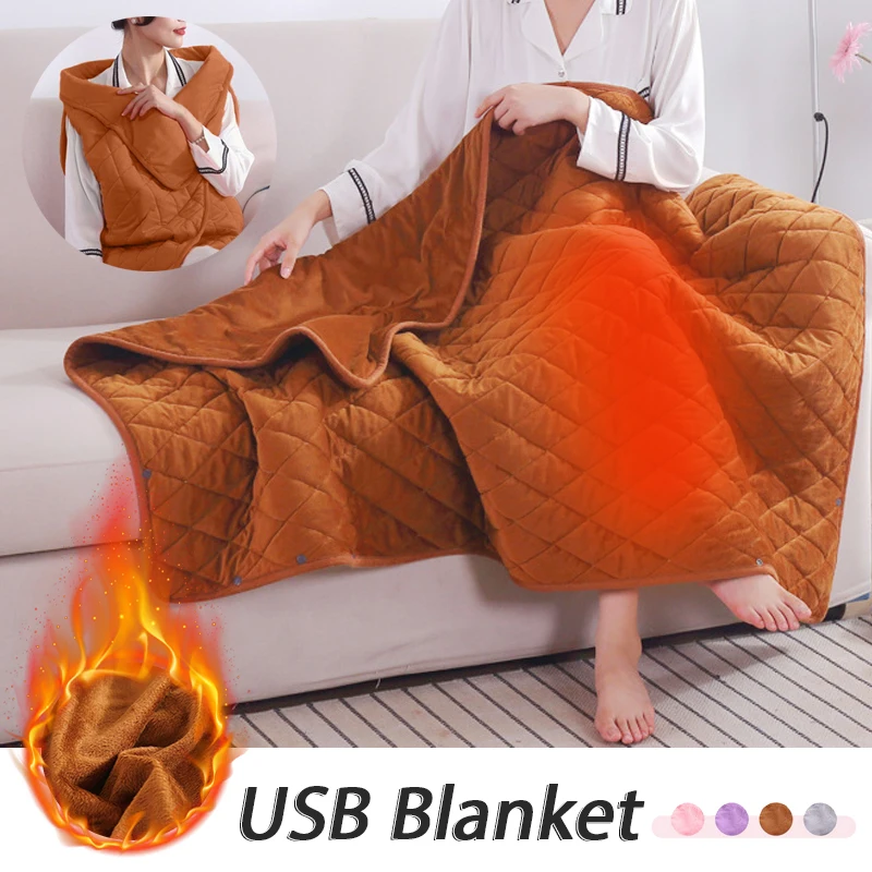75140cmPortableUSBElectricBlanketThickenedUSBHeatingShawlPad