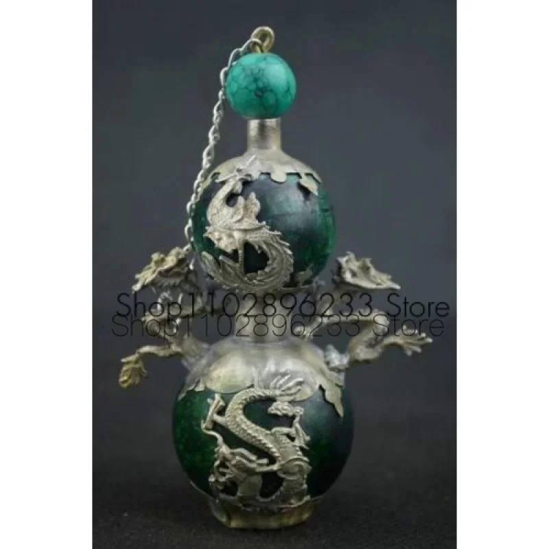 

Китайское тибетское серебро Dragon and Phoenix green Jade snuff bottle