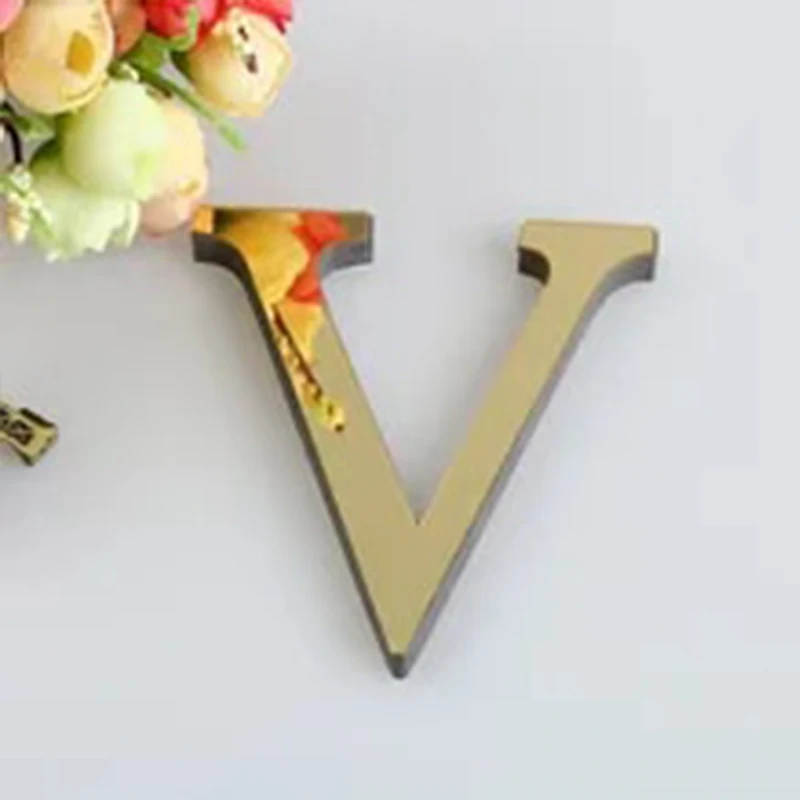 26 English Letters Wall Sticker 3D Mirror Acrylic Gold Wall Sticker Decals Self-Adhesive Home Party Decor Art Mural 10CM wall sticker decals