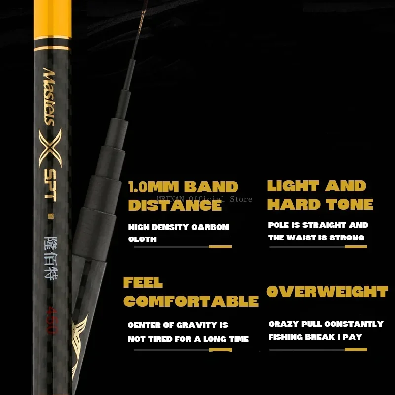 3.6m 4.5m 5.4m 6.3m 7.2m 8m Super Light Hard Carbon Fiber Hand Fishing Rod Telescopic Fishing Pole Stream