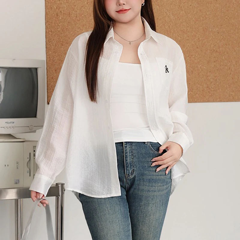 Women's Plus Size Embroidered Blouse - Oversized Shirt With UPF Sun Protection, Casual Loose Summer Premium Top & Chic Style