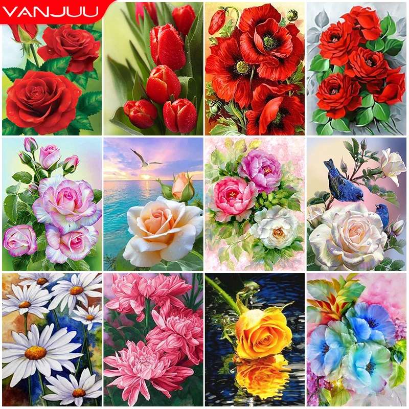 5D DIY Diamond Painting Bouquet Rose Embroidery Cross Stitch Rhinestone Mosaic Painting Full Drill Decoration Birthday Gift diamond painting,embroidery rhinestones