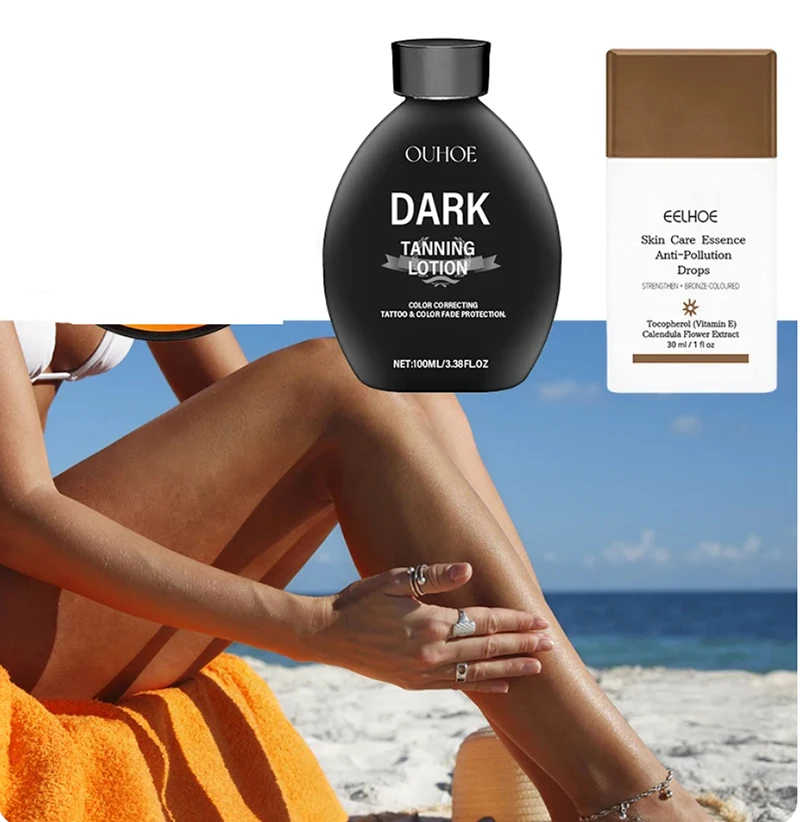 Tanning Cream Gel Face Body Long Lasting Bronzer Skin Tanner Suntan Protect Radiation Nourishing Natural Self-Tanning Lotion
