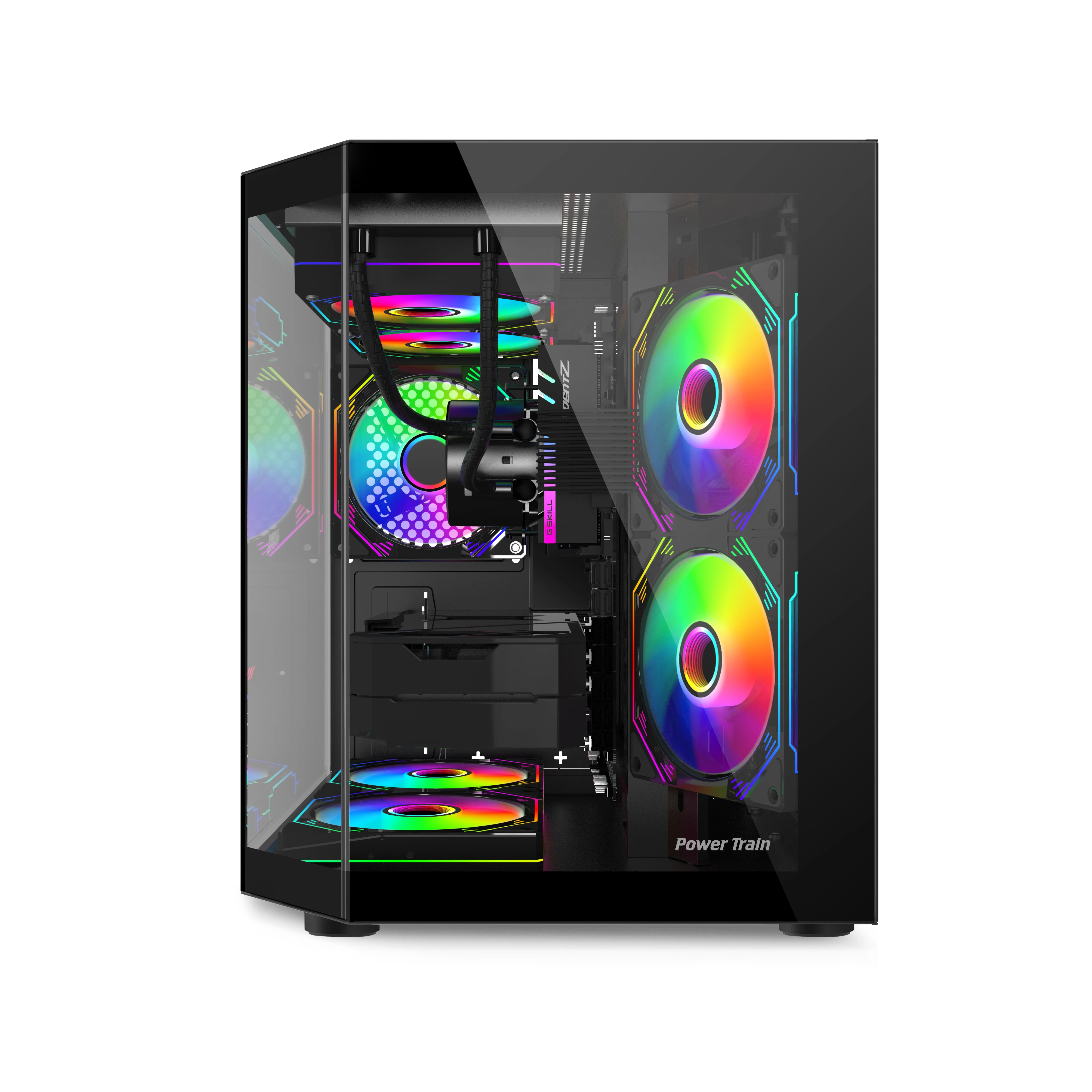 Power Train Star Realm M-ATX Desktop Case Three Sided Glass Panoramic Sea View Room Without Pillars 240 Water Cooling PC Chassis pc case pc chassis