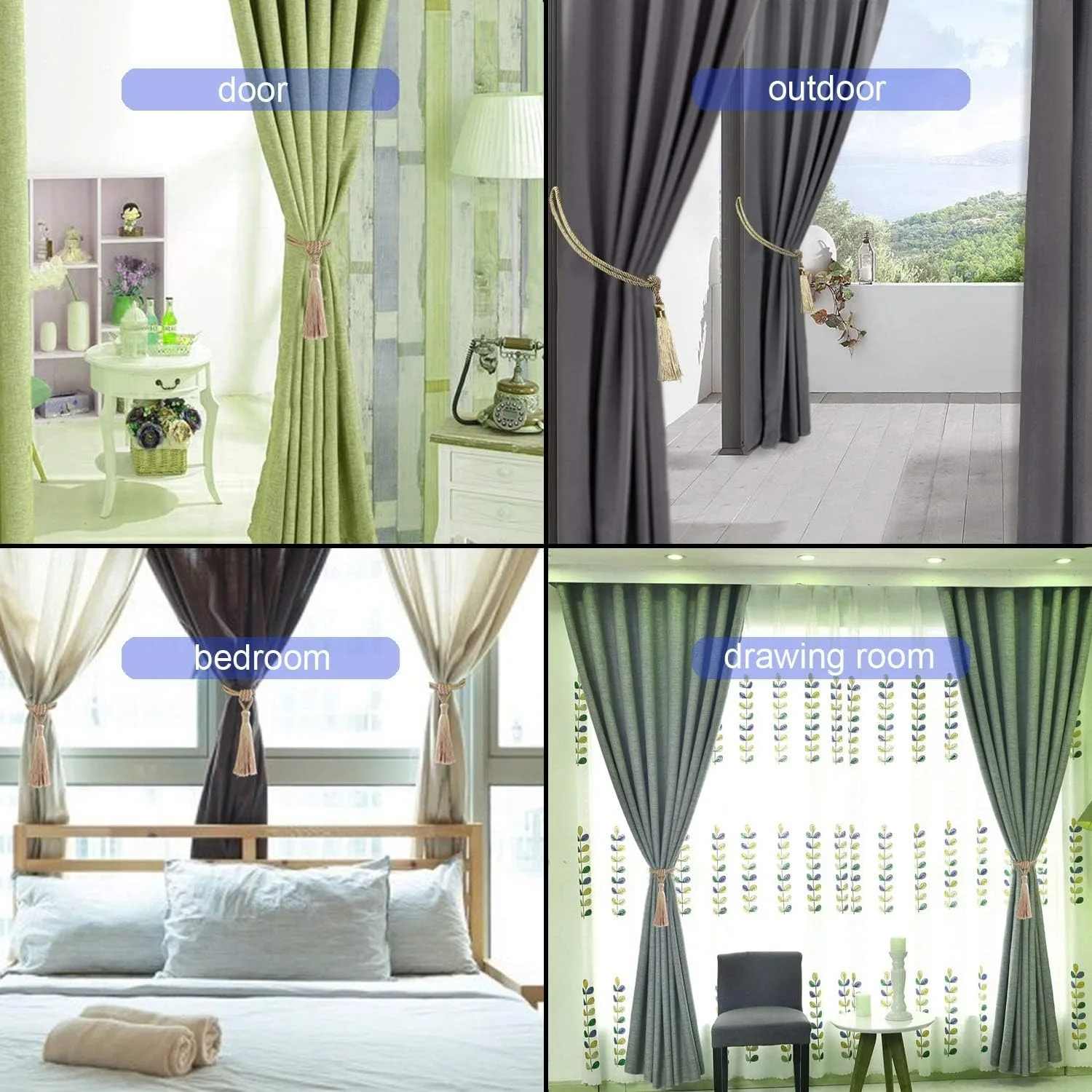 Description Picture 6 of item2Pcs Tassel Curtains Tieback Holder Buckle Rope Tie Back Home Decoration Accessories Modern Room Decor Curtain Holdbacks