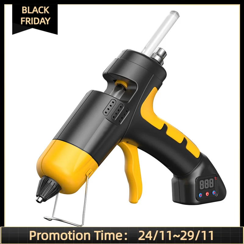60w Cordless Lithium Battery Hot Melt Glue Gun Digital Display Temperature Adjustable Use 7mm