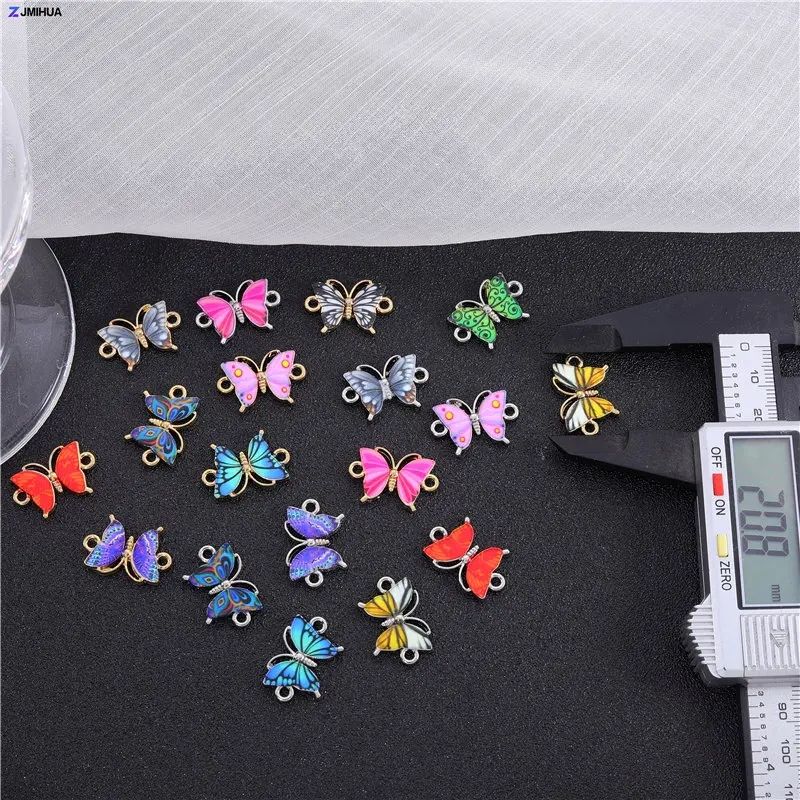10pcs 다채로운 인쇄 에나멜 나비 커넥터 34 스타일 보석 만들기 용품에 대 한 매력 DIY 수 제 공예 액세서리