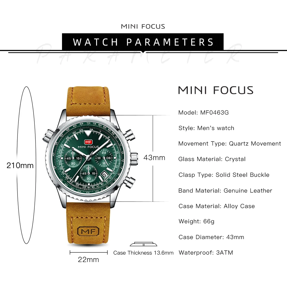 Relógio de quartzo MINI FOCUS para homens à prova d'água_voghion.com